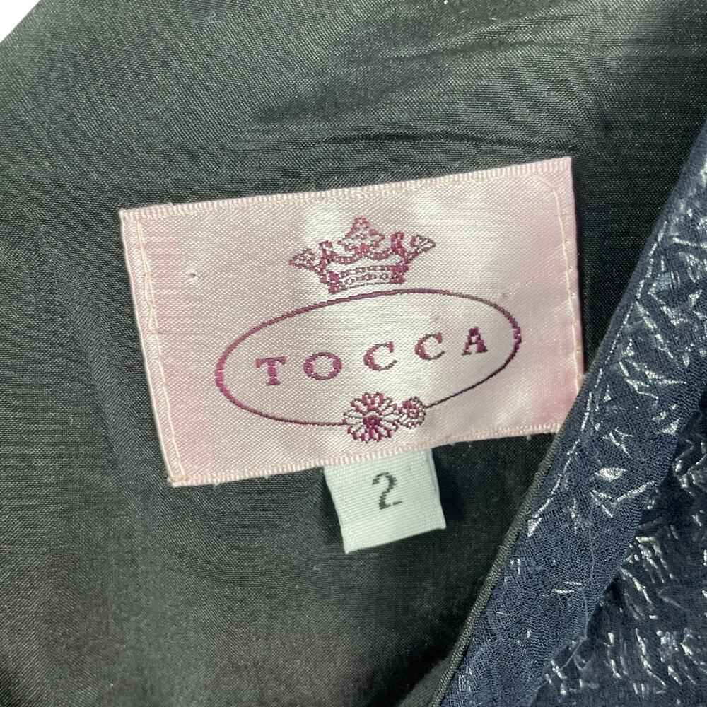 Vintage Tocca Silk Wool Shimmer Cocktail Dress Side Ruched Old Hollywood Sz 2 - Picture 12 of 13